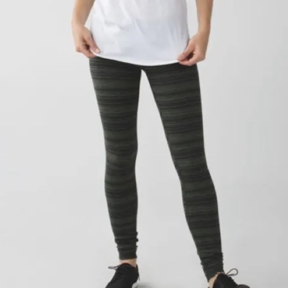 lululemon striped green and black legging